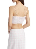 Amorana Checked Linen Crop Top