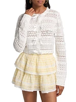 Roseline Bow Pointelle-Knit Cardigan