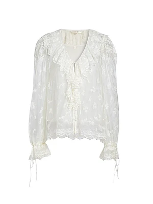 Aubrenna Floral Semi-Sheer Top