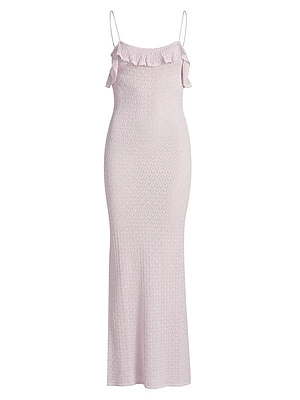 Alivia Ruffled Pointelle-knit Maxi Dress