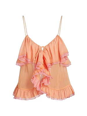Ciara Ruffled Semi-Sheer Top