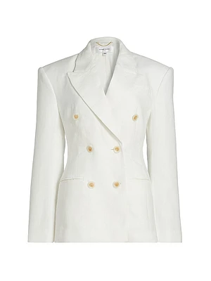 Cosette Double Breasted Linen Blazer