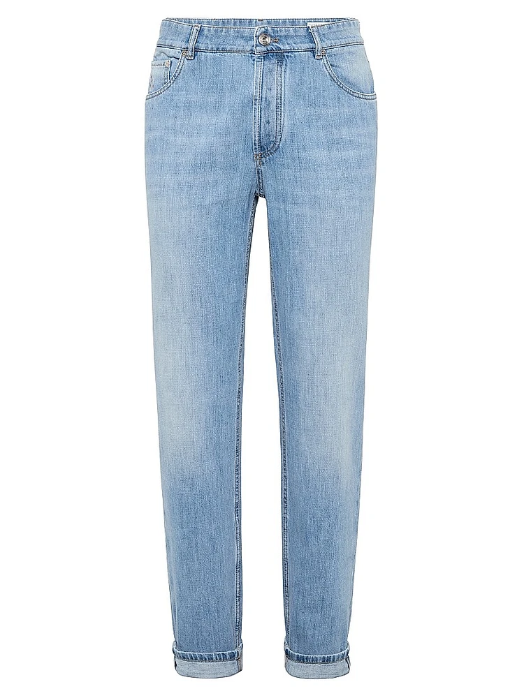 Lightweight Denim Traditional Fit Five Pocket Jeans