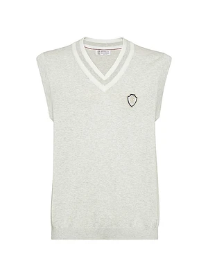 Cotton Knit Vest with Logo