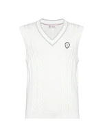 Cotton Cable Knit Sweater Vest with Logo