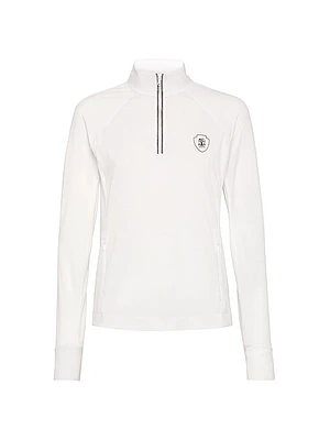Techno Piqué Sweatshirt with Logo and Precious Half Zip