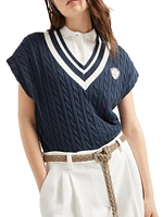 Cotton Cable Knit T-Shirt with Logo
