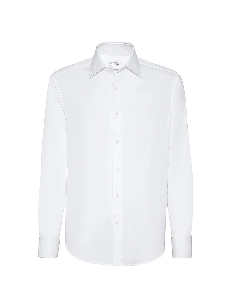 Sea Island Cotton Twill Slim Fit Tuxedo Shirt