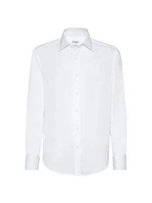 Sea Island Cotton Twill Slim Fit Tuxedo Shirt
