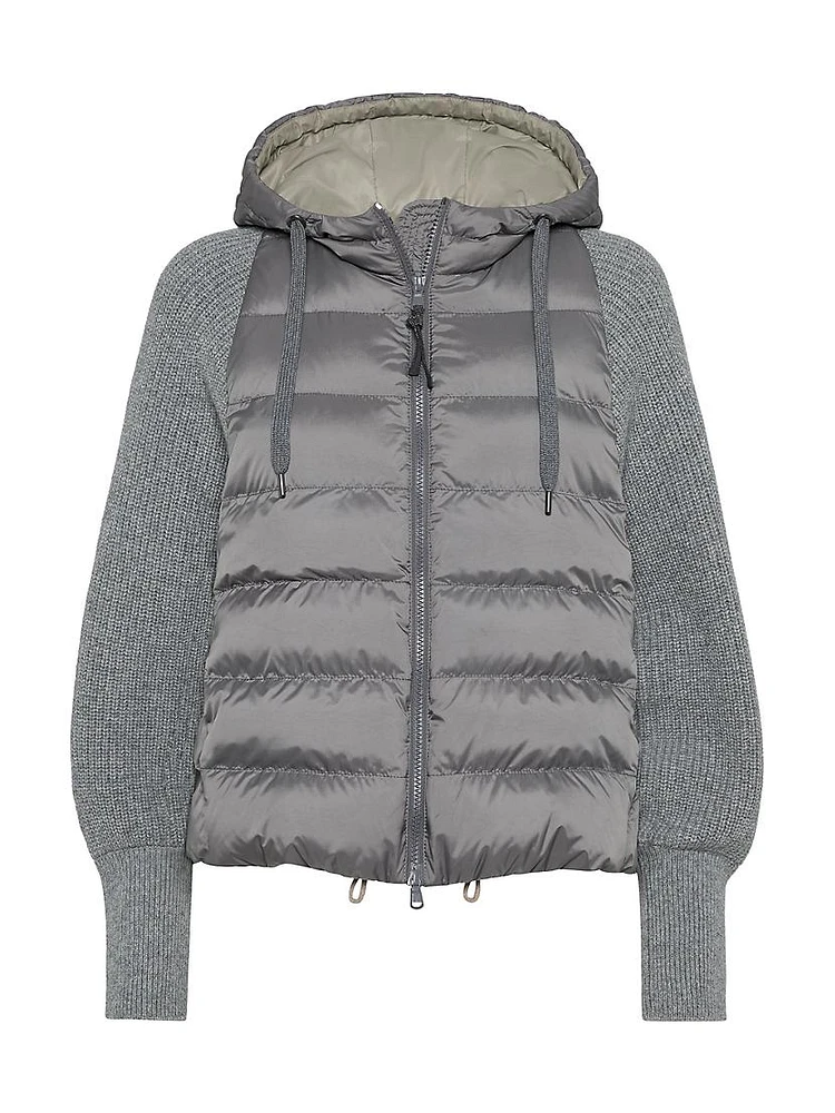 Water Resistant Matte Nylon Hooded Down Jacket
