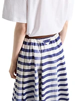 Striped Old Poplin Full Skirt