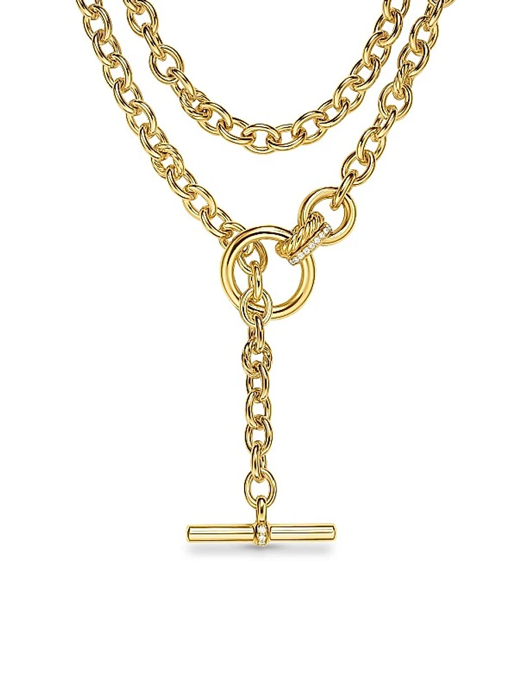 DY Mercer Double Row Toggle Chain Necklace in 18K Yellow Gold with Diamonds, 8MM