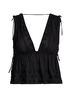 Anya Plunging V-Neck Cotton Cover-Up Top