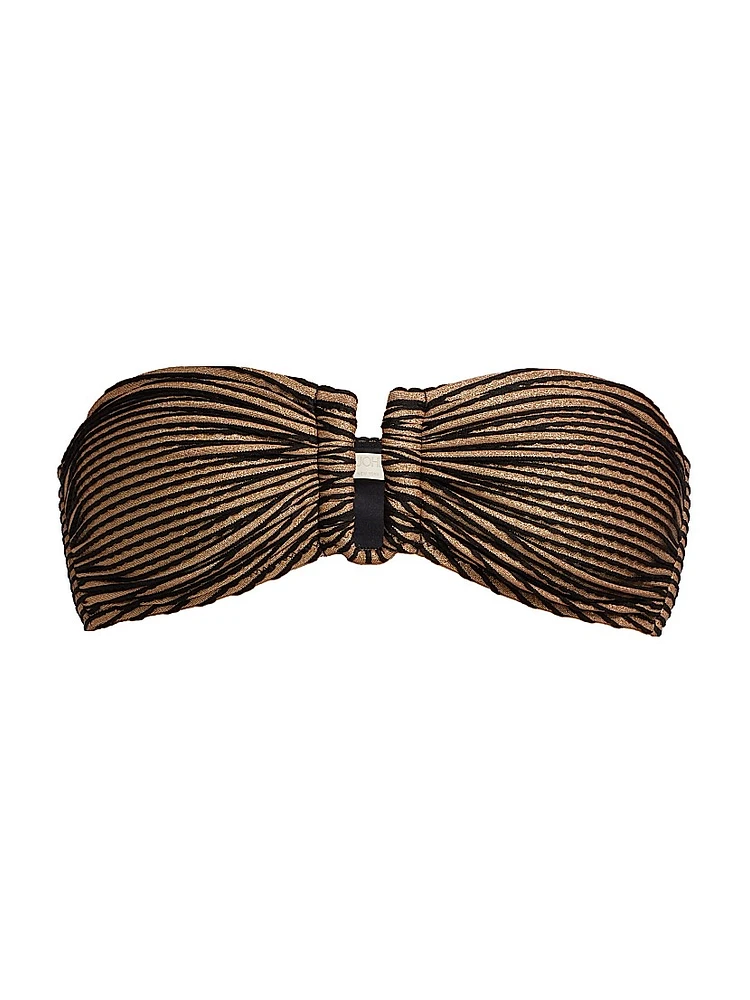 Santorini Striped Bandeau Bikini Top