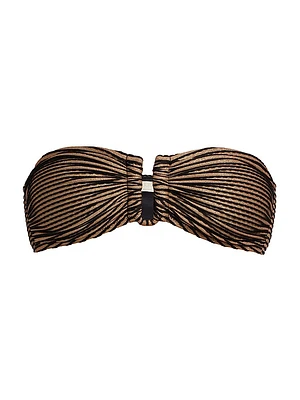 Santorini Striped Bandeau Bikini Top