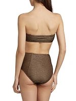 Santorini Striped Bandeau Bikini Top