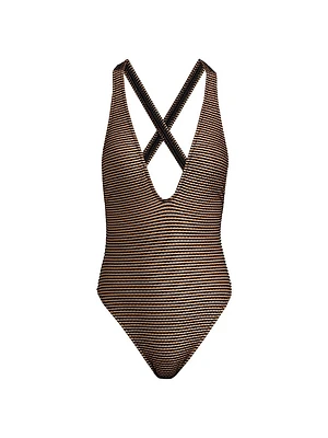 Kaia Metallic Striped One-Piece Swimsuit