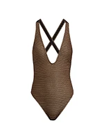 Kaia Metallic Striped One-Piece Swimsuit