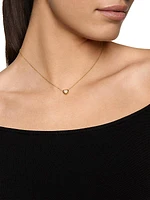 Puffy Heart Pendant Necklace in 18K Yellow Gold with Diamonds, 7.8 MM
