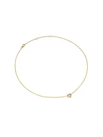 Puffy Heart Pendant Necklace in 18K Yellow Gold with Diamonds, 7.8 MM