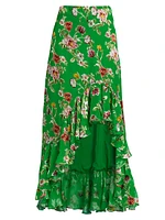 Soraya Floral Ruffle-Trim Skirt