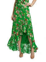 Soraya Floral Ruffle-Trim Skirt