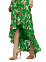 Soraya Floral Ruffle-Trim Skirt