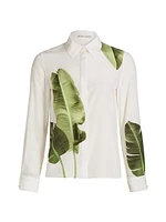 Willa Palm-Print Silk Blouse