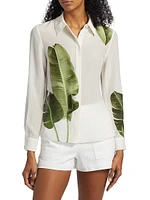 Willa Palm-Print Silk Blouse