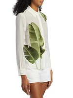 Willa Palm-Print Silk Blouse