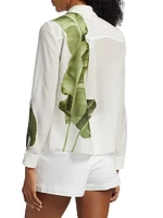 Willa Palm-Print Silk Blouse