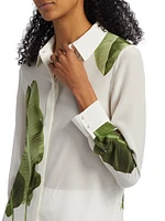 Willa Palm-Print Silk Blouse