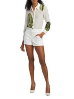 Willa Palm-Print Silk Blouse