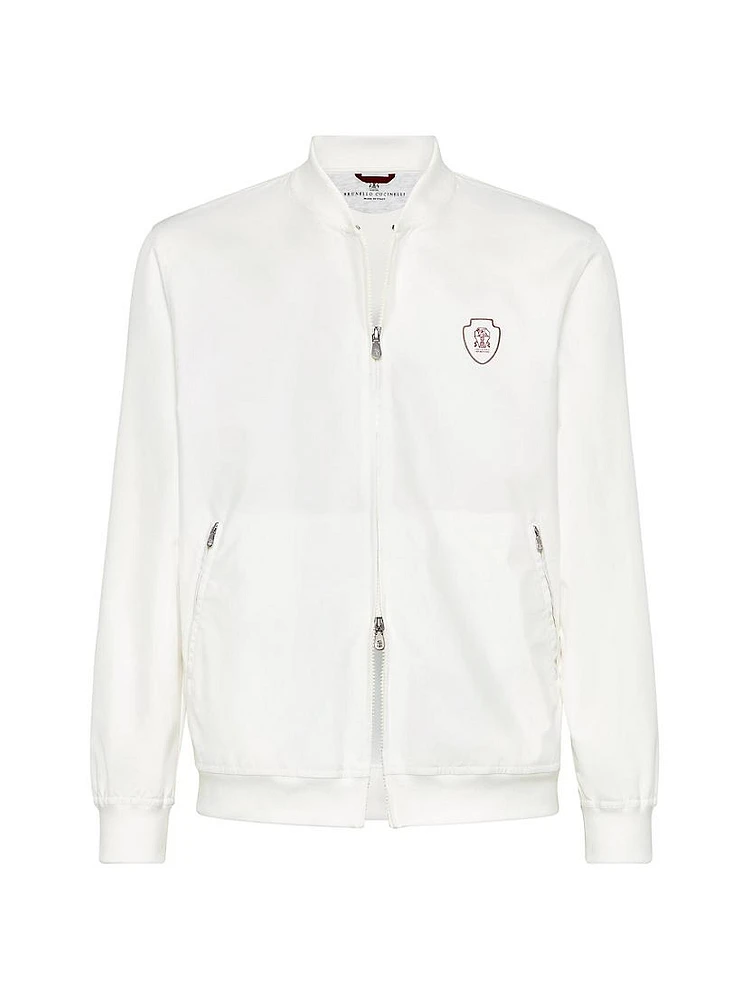 Nylon Sweatshirt with Logo and Zipper