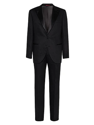 Linen Satin Tuxedo with Peak Lapel Jacket and Trousers