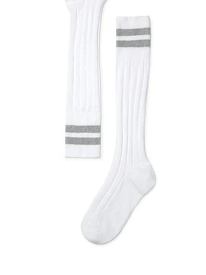 Cotton Rib Knit Socks with Stripes