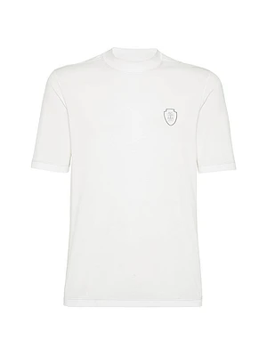 Techno Piqué Mock Neck T-Shirt with Logo