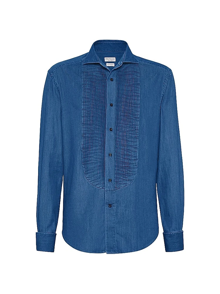 Lightweight Denim Slim Fit Tuxedo Shirt