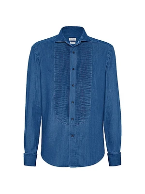 Lightweight Denim Slim Fit Tuxedo Shirt