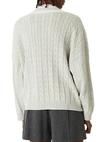 Cotton Cable Sweater with Logo