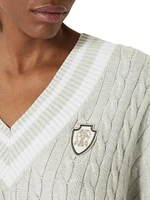 Cotton Cable Sweater with Logo