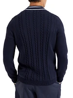 Cotton Cable Knit Cardigan with Logo