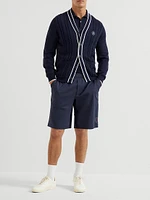 Cotton Cable Knit Cardigan with Logo