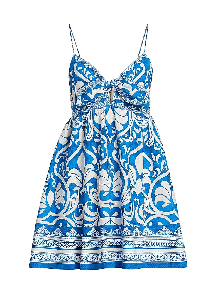 Melvina Damask Linen-Cotton Minidress