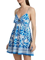 Melvina Damask Linen-Cotton Minidress