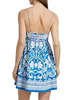 Melvina Damask Linen-Cotton Minidress