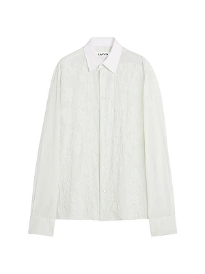 Cotton Voile Shirt with Cut-Outs