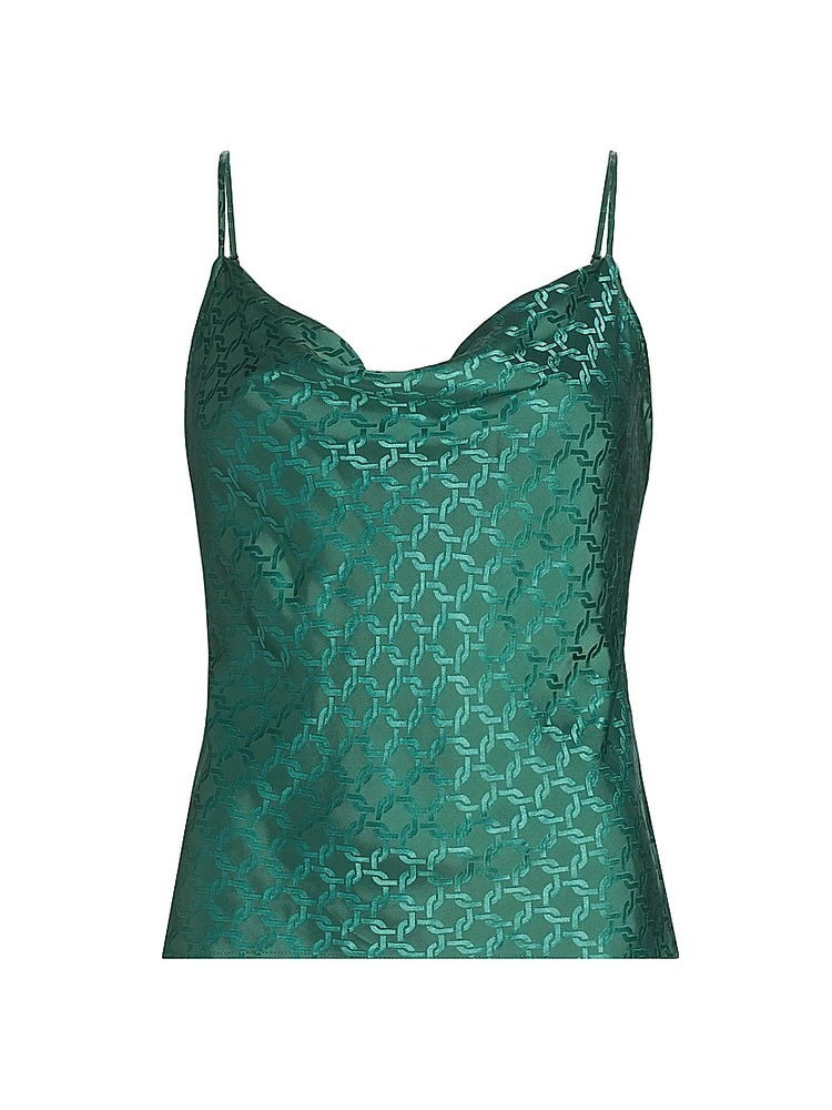 Sola Geometric Print Satin Top