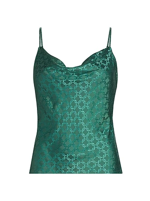 Sola Geometric Print Satin Top