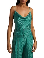 Sola Geometric Print Satin Top